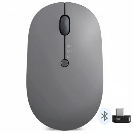 ماوس لينوفو لاسلكي بلوتوث قابل للشحن 2400 نقطة فى البوصة Go Triple Mode - رمادي داكن