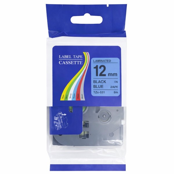 شريط ملصقات أسود في أزرق 12 ملم 8 م TZ2-641