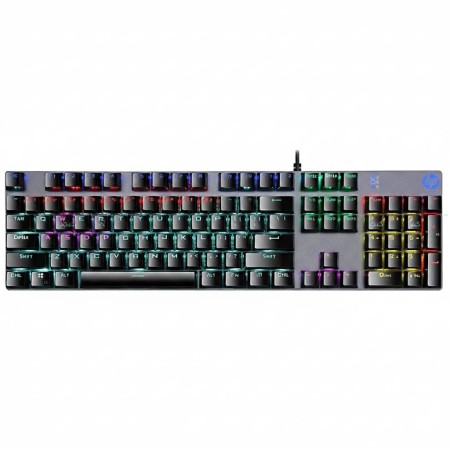 كيبورد اتش بي سلكى رينبو جيمنج سويتش ازرق إنجليزى GK400F (كوبي) - أسود