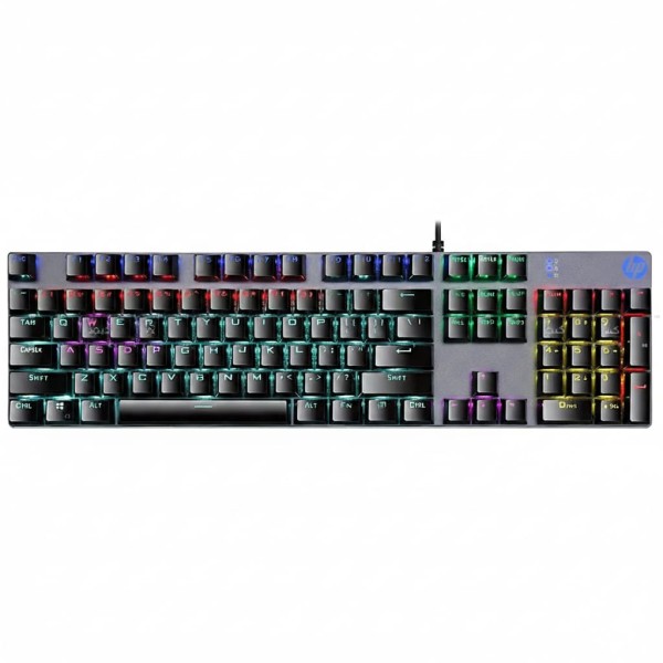 كيبورد اتش بي سلكى رينبو جيمنج سويتش ازرق إنجليزى GK400F (كوبي) - أسود